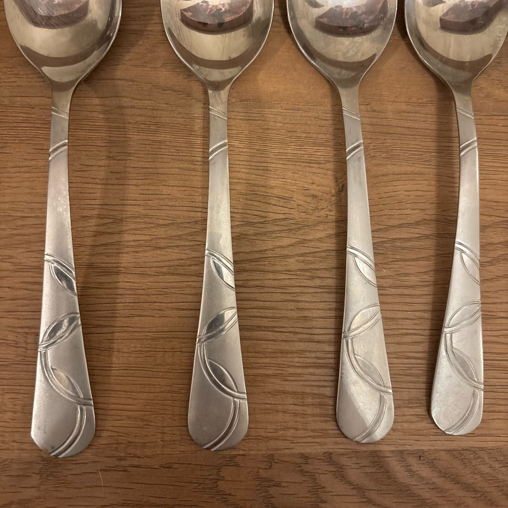 Cambridge FELICITY Frosted & Glossy (7) Soup Tablespoons And (1) Teaspoon - Picture 8 of 8
